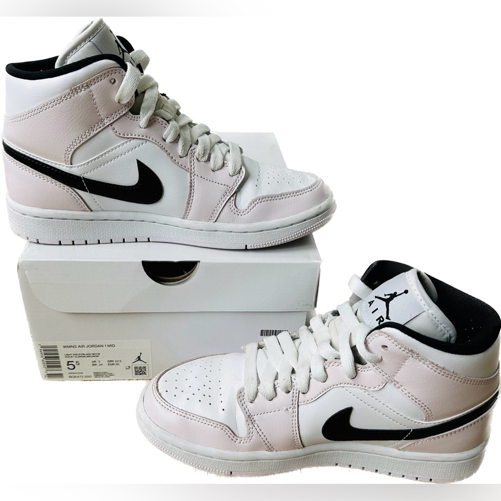 Women’s Air Jordan 1 Mid pink, white and black size 5.5